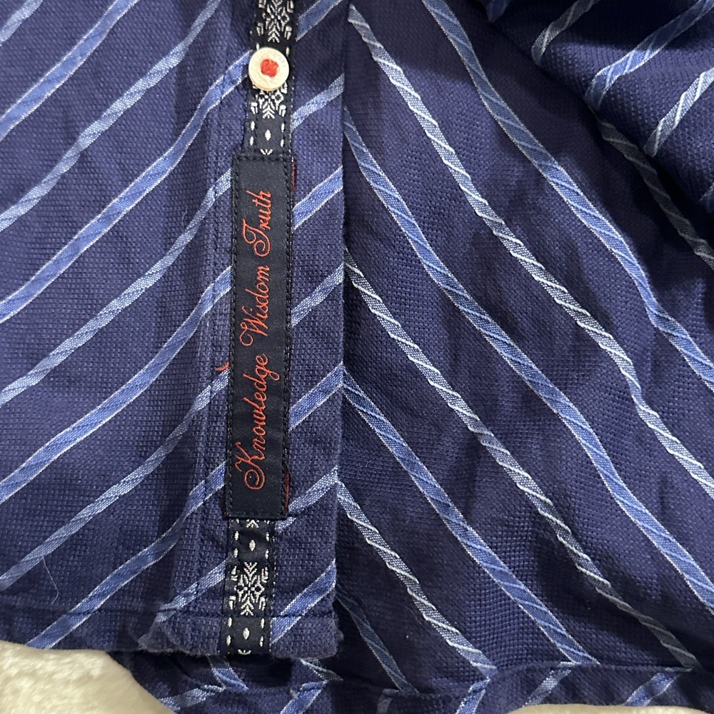 Robert Graham Flip Cuff Black Cotton Stripped Woven Inlay Button Up XL - Picture 5 of 7